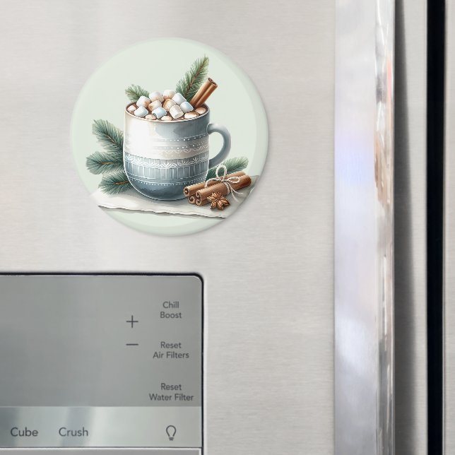 Cozy Winter Cocoa Marshmallow Mug Scene Magnet (In Situ (Kühlschrank))