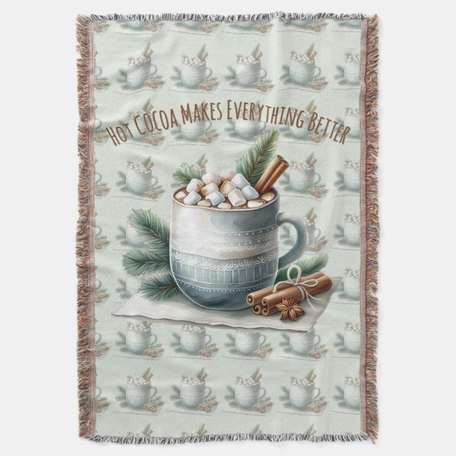 Cozy Winter Cocoa Marshmallow Scene Decke (Vorderseite Vertikal)