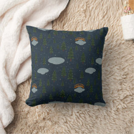Cozy Winter Forest Pattern Throw Pillow Kissen