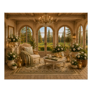 Cozy Winter Garden Botanical Cottage Wall Art Post Poster