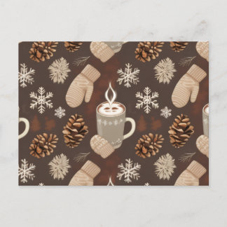 Cozy Winter Pattern-Minimalist Aesthetic Art Feiertagspostkarte