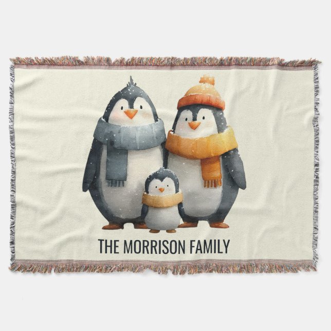 Cozy Winter Penguin Family Decke (Vorderseite)