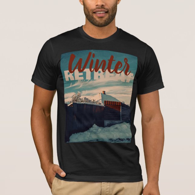 Cozy Winter Snow Rooftop Stylized Landscape T-Shirt (Vorderseite)