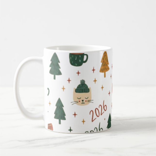 Cozy Winter Vibes 2026 - Cute Puppy and Kitten Chr Kaffeetasse (Links)