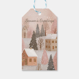 Cozy Winter Village Blush Pink Christmas  Geschenkanhänger