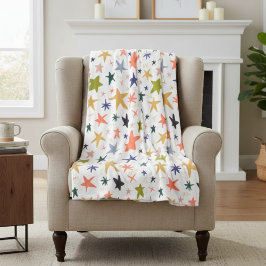 Cozy Winter With Vibrant Colorful Star Pattern Fleecedecke