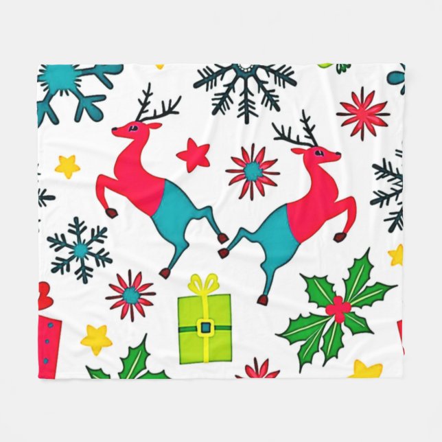 Cozy Winter Wonder Pattern Dream Design Fleecedecke (Vorderseite (Horizontal))