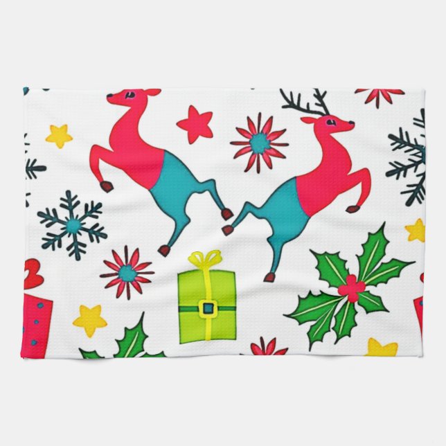 Cozy Winter Wonder Pattern Dream Design Geschirrtuch (Horizontal)