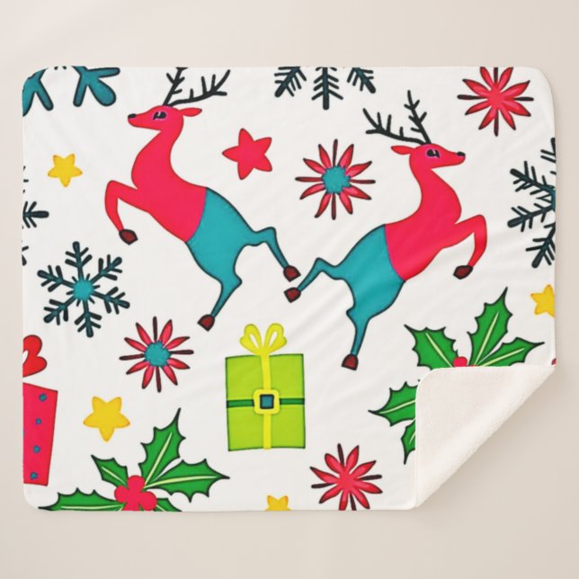 Cozy Winter Wonder Pattern Dream Design Sherpadecke (Vorderseite (Horizontal))