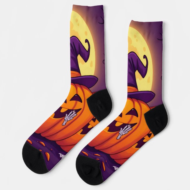 Cozy Witch Coffee Socks – Cute Halloween Magic Socken (Linkes Detail)