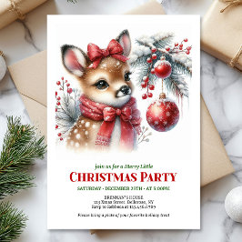 Cozy woodland deer Christmas kids invite digital  Einladung