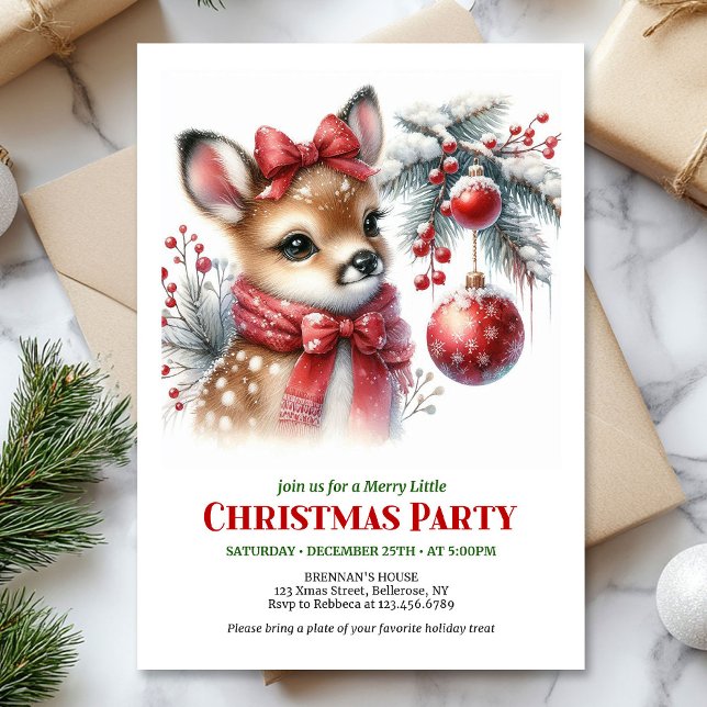 Cozy woodland deer Christmas kids invite digital  Einladung (Cozy woodland deer Christmas kids invite digital download)
