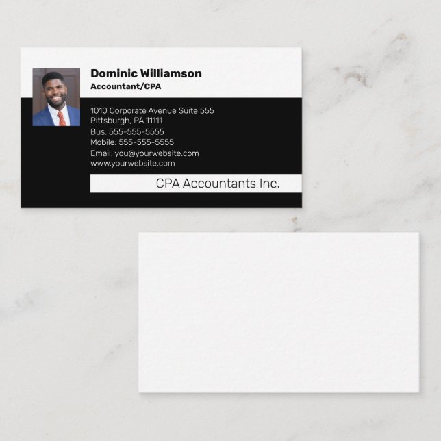 CPA | Accountant Beruflich Black | Gold Busine Visitenkarte (Vorne/Hinten)