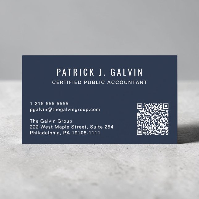 CPA-Buchhalter Blau QR-Code Visitenkarte (CPA Accountant QR Code Business Card)