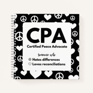 CPA Certified Peace Advocate Notebook Notizbuch