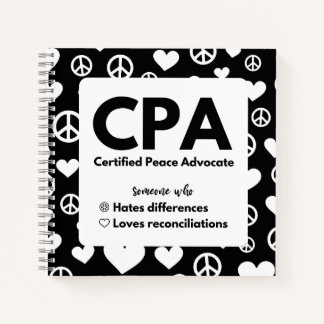 CPA Certified Peace Advocate Notebook Notizbuch
