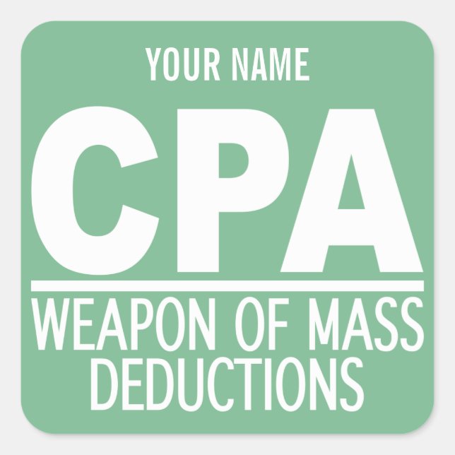CPA individuelle Name- und Farbaufkleber Quadratischer Aufkleber (Vorderseite)