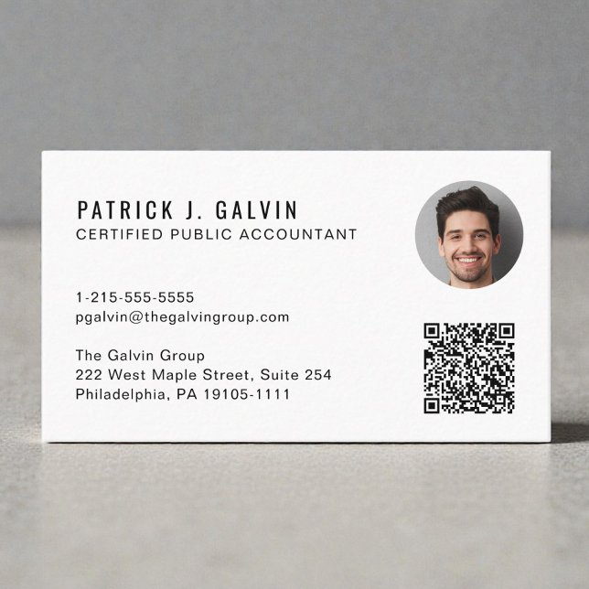 CPA-Steuerberater-QR-Code-Foto Visitenkarte (CPA Accountant QR Code Photo Cream Business Card)