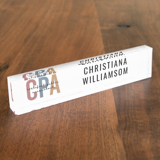 CPA zertifizierter öffentlicher Wirtschaftsprüfer Namensplakette (Seite)
