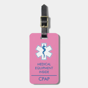 CPAP oder medizinische Warnmeldung auf dem Gepäcka Gepäckanhänger