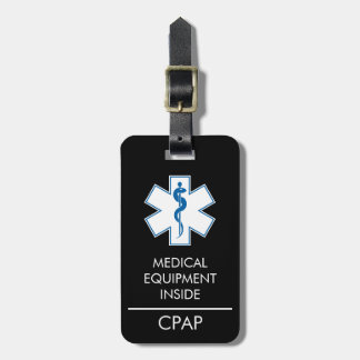 CPAP oder medizinische Warnmeldung auf dem Gepäcka Gepäckanhänger
