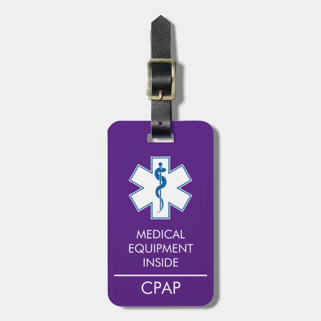 CPAP oder medizinische Warnmeldung auf dem Gepäcka Gepäckanhänger (Vorderseite vertikal)