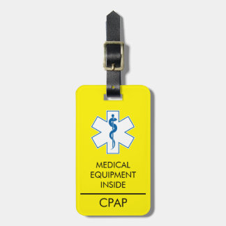 CPAP oder medizinische Warnmeldung auf dem Gepäcka Gepäckanhänger