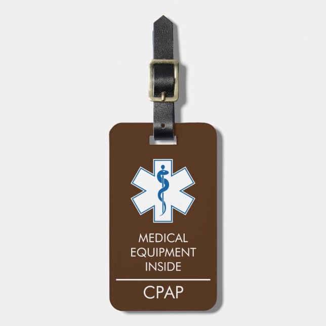 CPAP oder medizinische Warnmeldung auf dem Gepäcka Gepäckanhänger (Vorderseite vertikal)