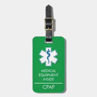 CPAP oder medizinische Warnmeldung auf dem Gepäcka Gepäckanhänger