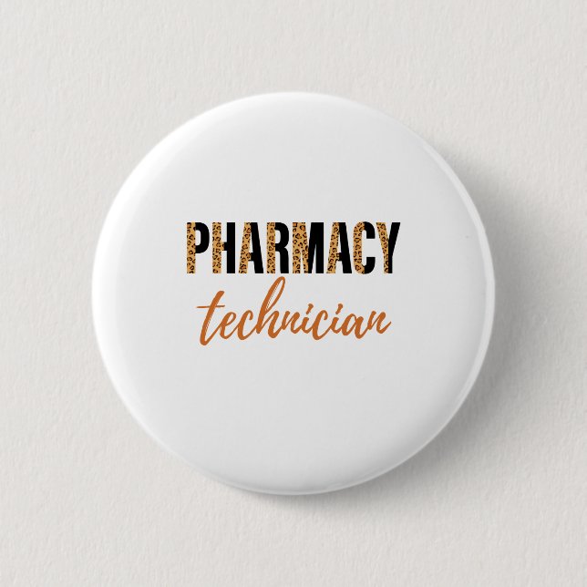 CPHT Leopard Print Pharmacy Technology Button (Vorderseite)
