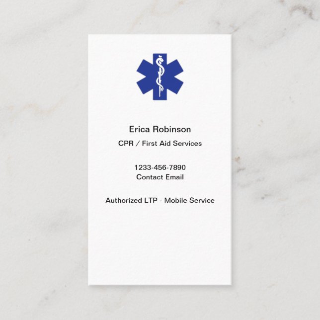 CPR Erste Hilfe Medizinische Visitenkarten Visitenkarte (Vorderseite)