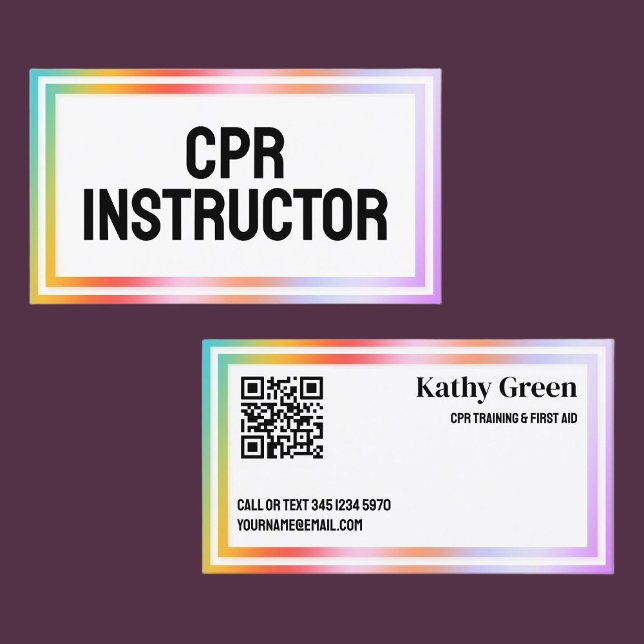 CPR Instructor Custom Vcard QR Visitenkarte (CPR Instructor Custom Vcard QR Business Cards)