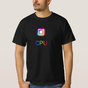 CPU-CHIP-FARBIGES Full gedrucktes Design Schwarzes T-Shirt