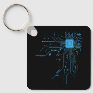 CPU-Chip-Schaltkreis-PCB-Design-Tech-Enthusiasten Schlüsselanhänger