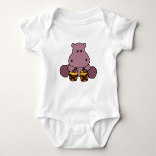 CQ, fantastisches Flusspferd, das Bongo-Trommeln Baby Strampler
