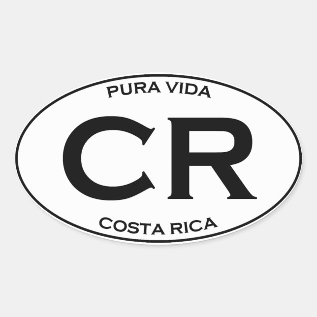 CR - Costa Rica Ovaler Aufkleber (Vorderseite)