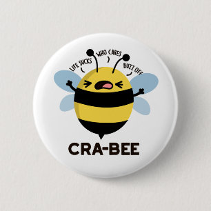 Cra-bee Funny Crabby Bee Pun Button