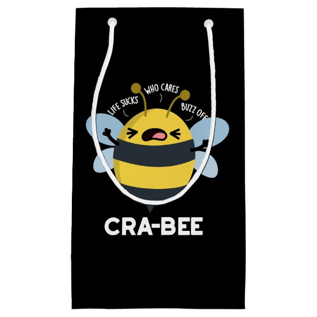 Cra bee Funny Crabby Bee Pun Dark BG Kleine Geschenktüte (Vorderseite)