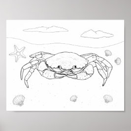Crab Adult Coloring Poster