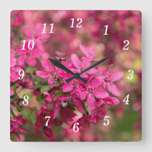 Crab Apple Blooms Wall Clock Quadratische Wanduhr