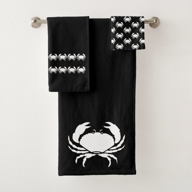 Crab Bath Schwarz-Weiß-Handtuch-Set Badhandtuch Set (Insitu)