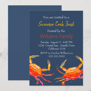 Crab Beach Coastal Nautical Seafood Boil Einladung