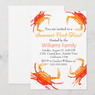 Crab Beach Coastal Nautical Seafood Boil Einladung