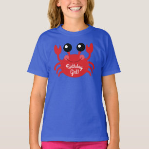 Crab Birthday Girl Niedlich Cartoon Kinder T - Shi T-Shirt