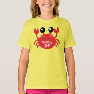 Crab Birthday Girl Niedlicher Cartoon Kinder T-Shirt