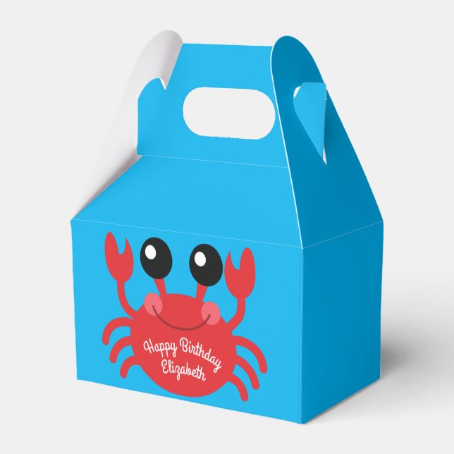 Crab Birthday Party Niedlich Cartoon Kinder Geschenkschachtel (Rückseite)