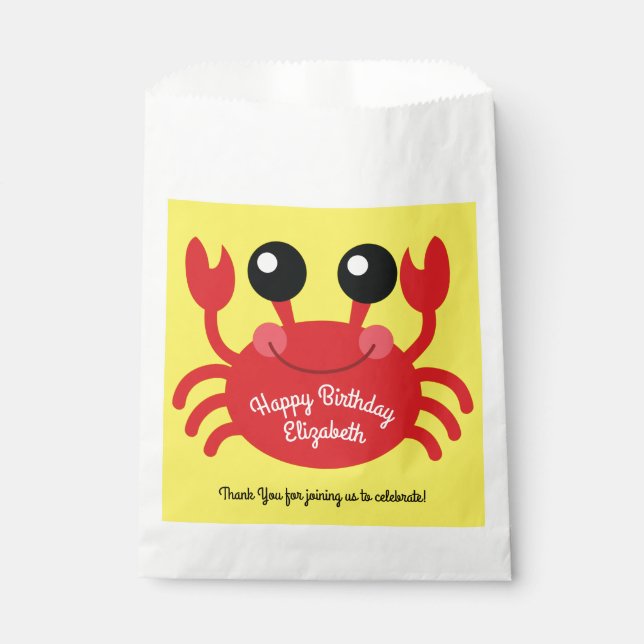 Crab Birthday Party Niedlich Cartoon Kinder Geschenktütchen (Vorderseite)