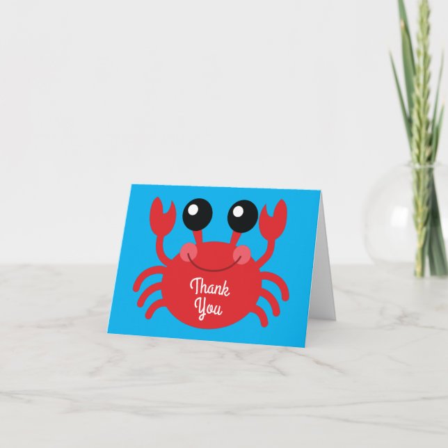 Crab Birthday Party Niedlich Cartoon Kinder Karte (Vorderseite)