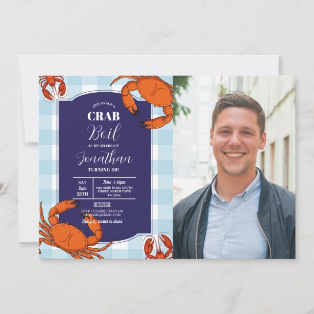 Crab Boil Birthday Party Marine Seafood Foto Einladung (Vorderseite)