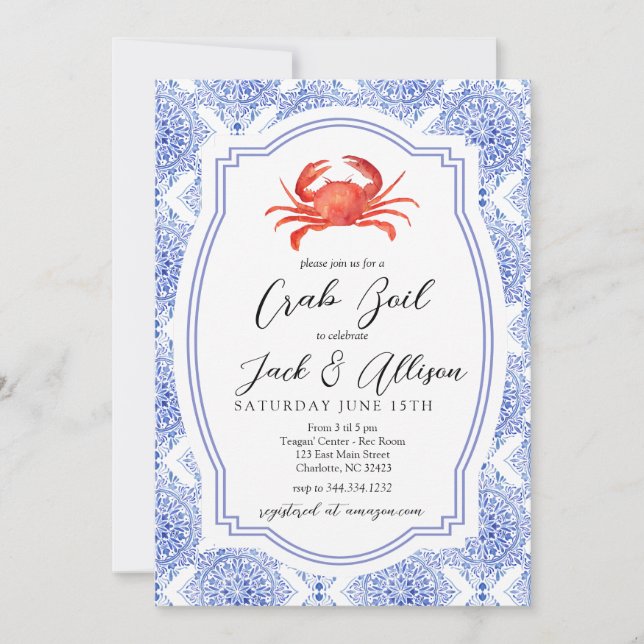 Crab Boil Einladung, Crab Bake Dusche einladen Einladung (Vorderseite)